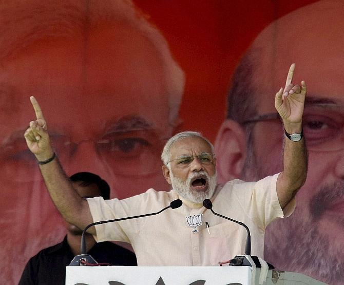 Prime Minister Narendra Modi campaigning in Bihar.