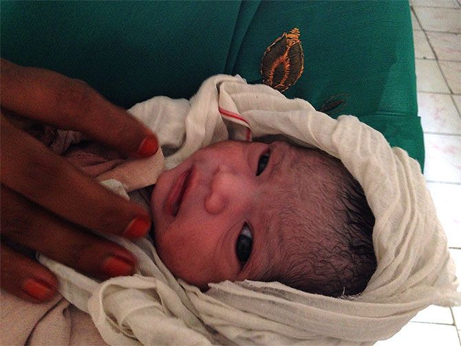 A new born baby in a rural primary health centre