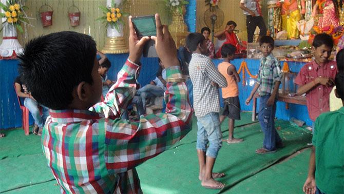 Boy taking a picture