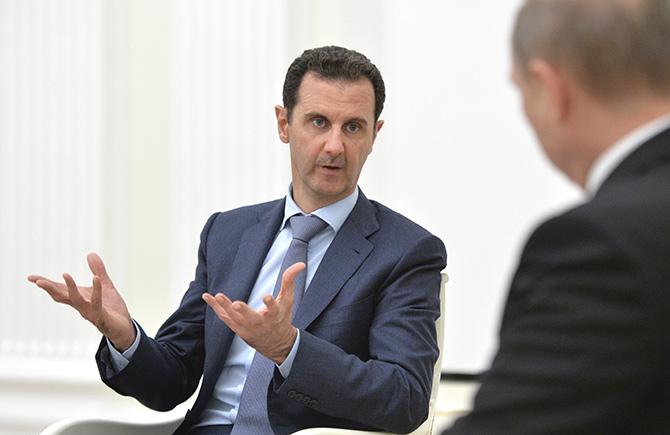 Syrian President Bashar al-Assad with Russian President Vladmir Putin at the Kremlin, October 20.