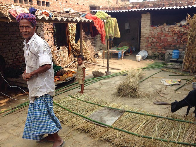 A farmer in his house