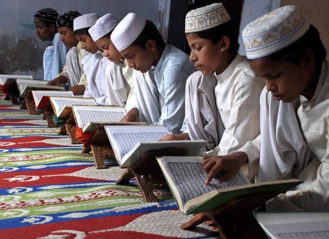 Students at a madrassa in Mathura