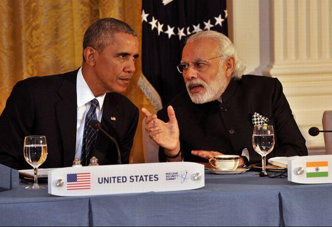 Prime Minister Narendra Modi with US President Barack Obama at the Nuclear Security Summit in Washington, DC, March 31, 2016. Photograph: @MEAphotogallery/Flickr