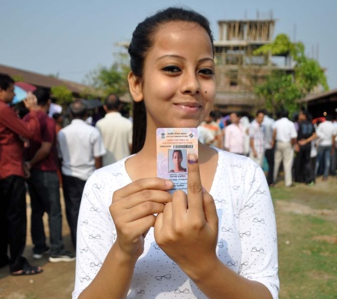 A young voter in Assam, April 11, 2016.
