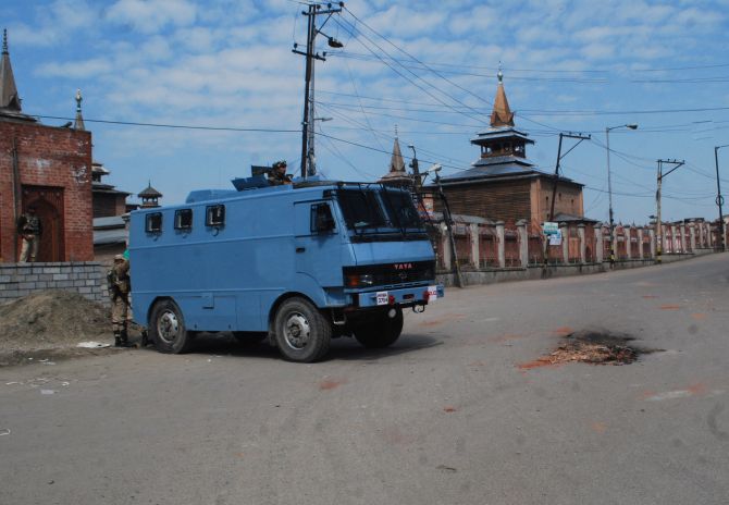 Security forces had to stay on a constant vigil to maintain order in the area. Photograph: S Irfan/ PTI