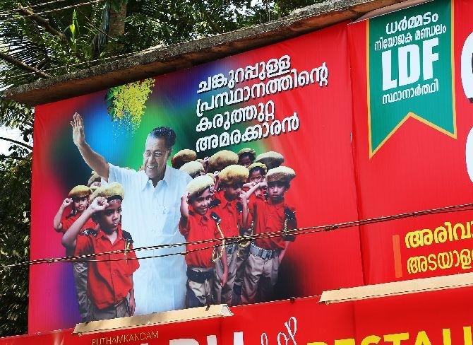 Posters of Pinarayi Vijayan in his home town. Photographs: Sreeram Selvaraj