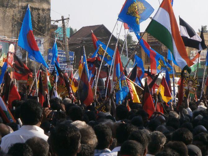 A political rally in rural Tamil Nadu. Photograph: A Ganesh Nadar. Image for representation only