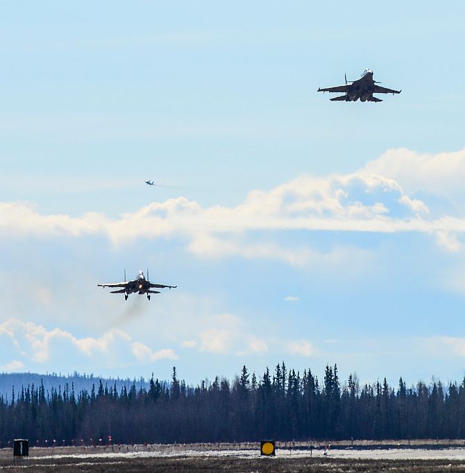 Indian Air Force SU-30MKI fighter aircraft land in Alaska