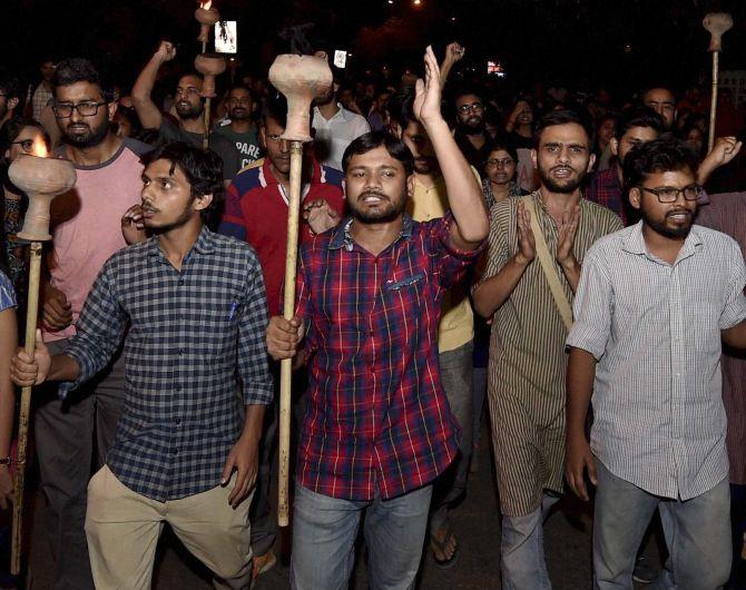 Kanhaiya Kumar with JNU students