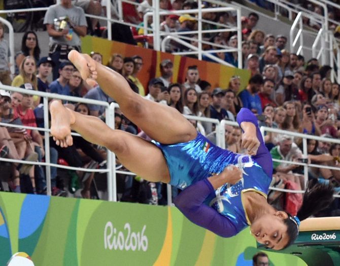 Dipa Karmakar participates in the vault during the artistic gymnastics women's final at the 2016 Summer Olympics at Rio de Janeiro in Brazil Photograph: Atul Yadav/PTI Photo.