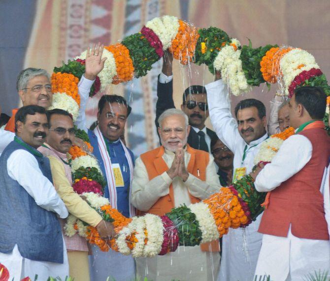 Prime Minister Narendra Modi at a rally in Uttar Pradesh