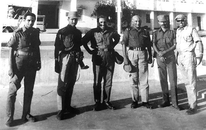 Brigadier Anand Sarup with soldiers during the war