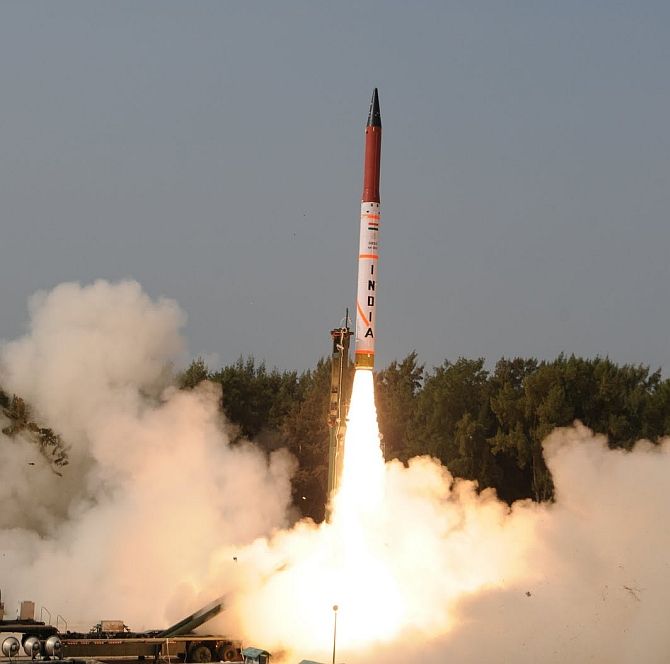 India tests its short-range nuclear capable ballistic missile Agni-1.