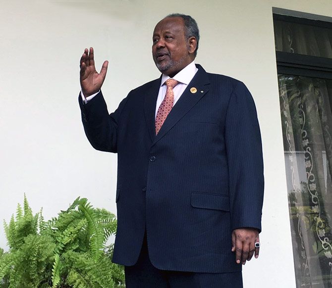 Djibouti's President Ismail Omar Guelleh at his home in Ethiopia's capital Addis Ababa, January 30, 2016. Djibouti's president  defended Beijing's right to build what will be its first foreign military outpost on one of the world's busiest shipping routes in an interview to Reuters. Photograph: Edmund Blair/Reuters