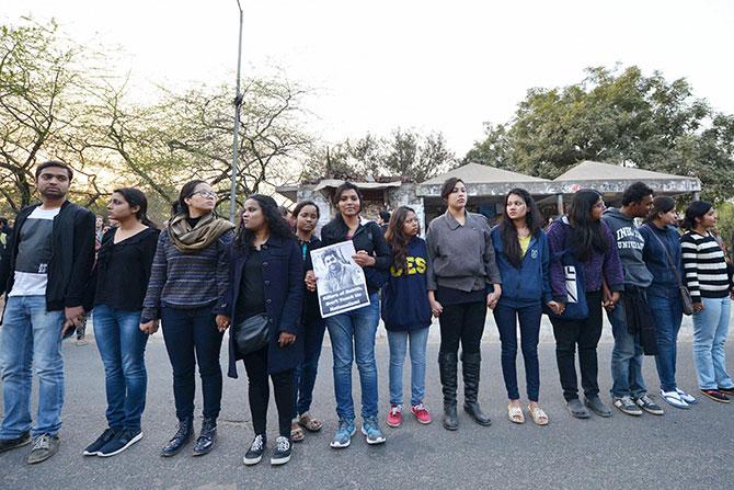 Protesting JNU students