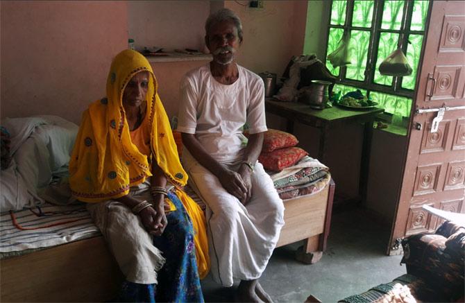 Bhanwari Devi and her husband Mohan in their home. Photograph: Rashme Sehgal