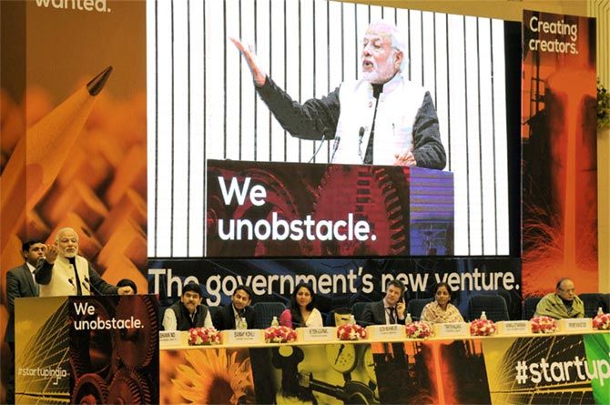 Prime Minister Narendra Modi at the launch of the Start Up India initiative, January 16, 2016.