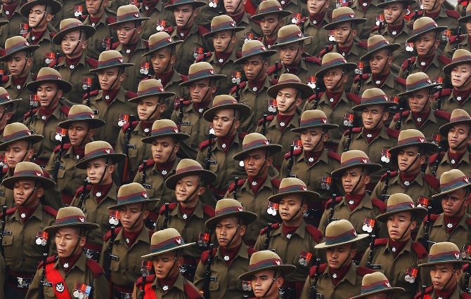 Gorkha soldiers in the Republic Day parade