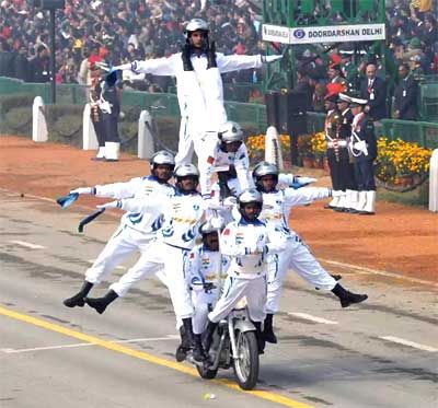 The Army's motorcycle display team in the Republic Day Parade