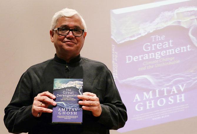 Amitav Ghosh at the launch of his latest book, The Great Derangement.