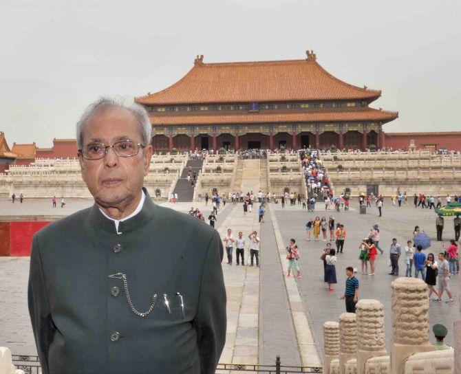 President Pranab Mukherjee visiting the Forbidden City in Beijing. Photograph: PTI