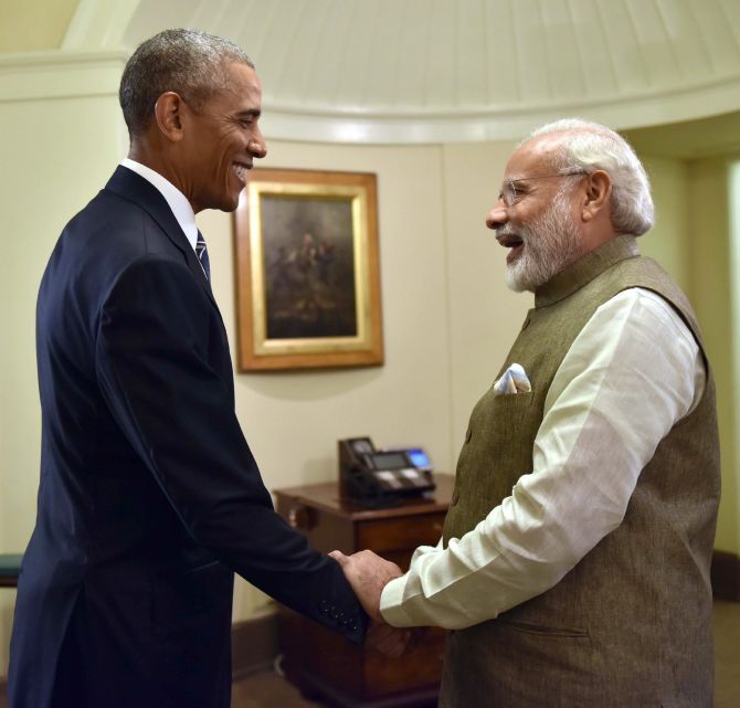 President Barack Obama with prime Minister Narendra Modi