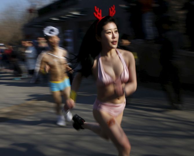 Chinas Annual Naked Run Shows Environmental Activism 
