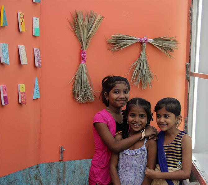 Best friends Akansha, Ayesha and Riya smile for the camera