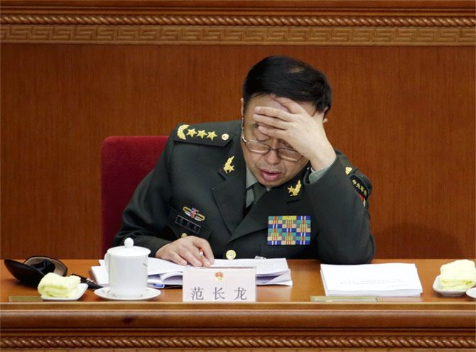 Fan Changlong, vice-chairman, China's Central Military Commission, at the National People's Congress, March 6, 2016. Photograph: Jason Lee/Reuters