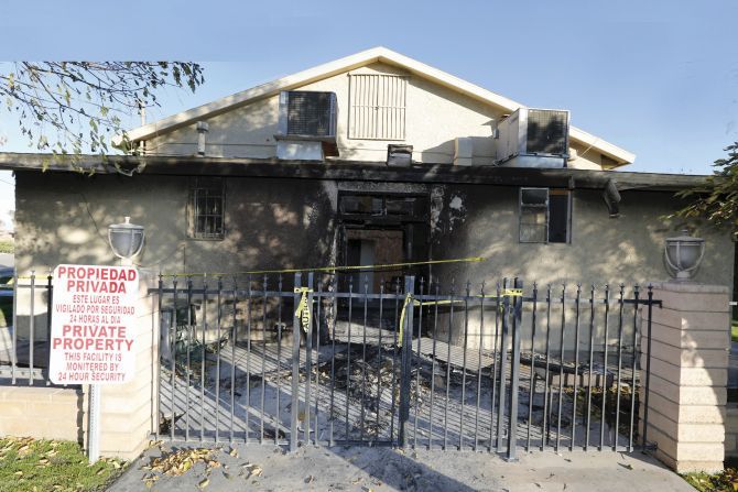 The burned Islamic Society of the Coachella Valley in California in December 2015.