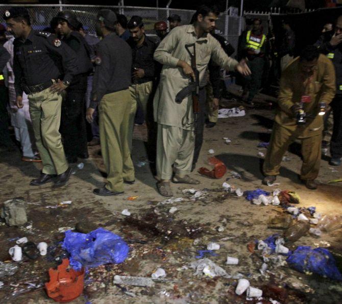 The aftermath of the terrorist attack at a public park in Lahore, March 27, 2016. Photograph: Mohsin Raza/Reuters