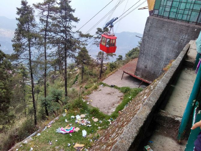 The only place that you could see litter was near the cable car