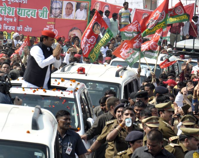 Akhilesh Yadav's Vikas Rath Yatra has not taken off. Photograph: Sandeep Pal