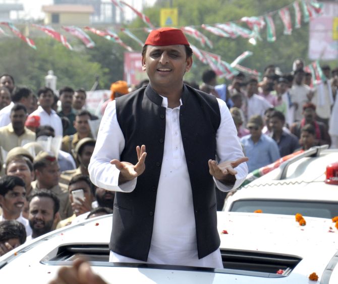 Uttar Pradesh Chief Minister Akhilesh Yadav has refused to toe his father, Samajwadi Party founder Mulayam Singh Yadav's line. Photograph: Sandeep Pal