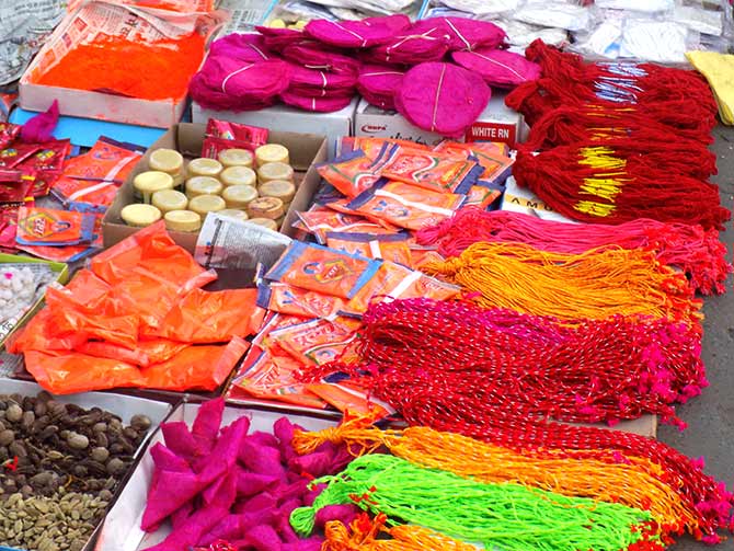 Decorative threads sold during Chhath