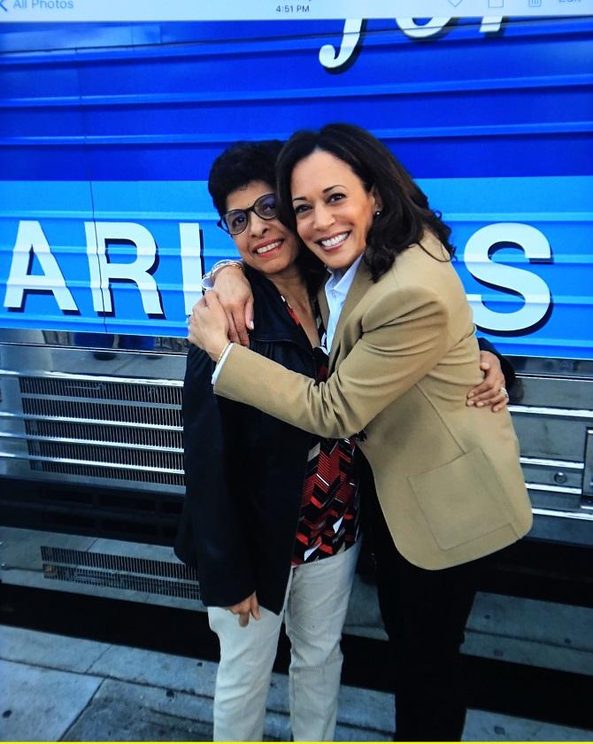 Kamala Harris with her youngest aunt Mahalakshmi