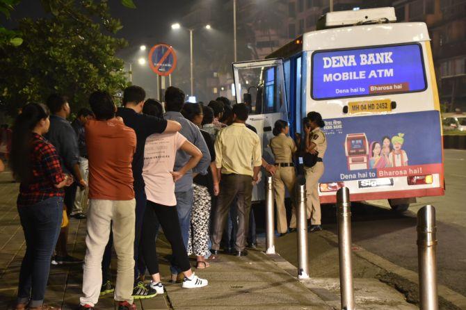 A Mobile ATM on Marine Drive in Mumbai. Photograph: Sahil Salvi