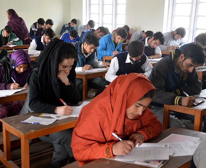 School board examinations in Srinagar in progress. Photographs: Umar Ganie for Rediff.com