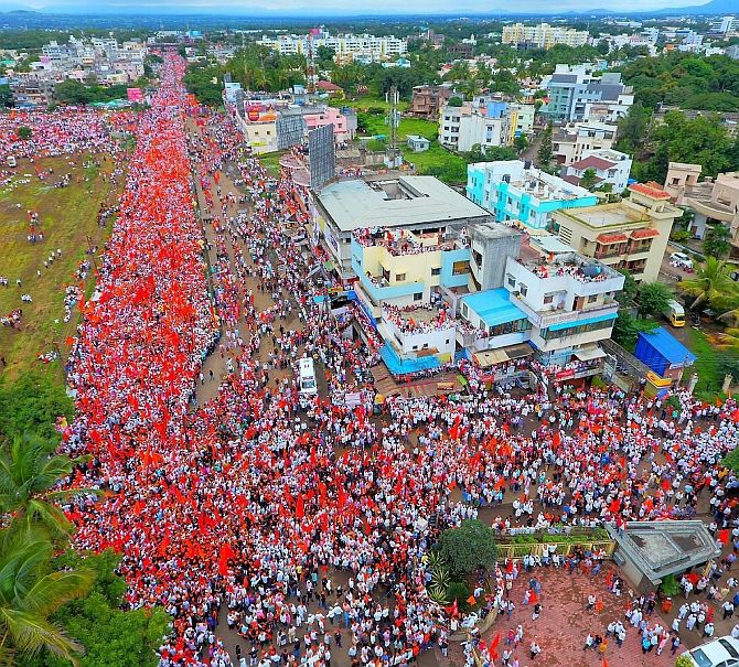 The Maratha rally in Satara. Photograph: PTI