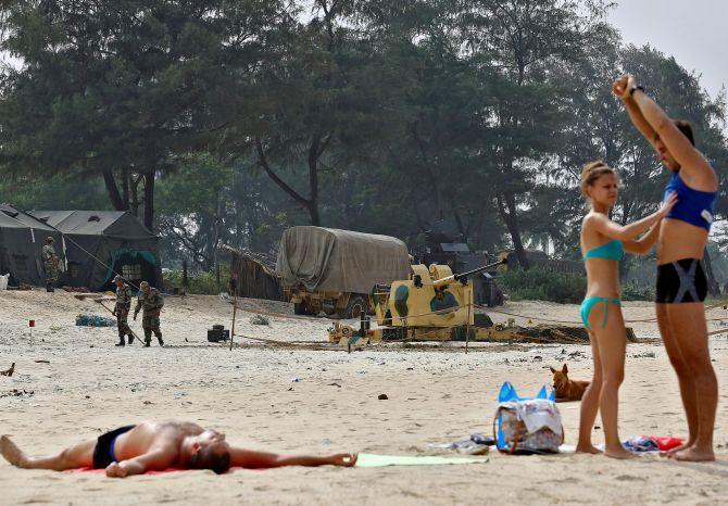 One thing you won't run into in Goa is this anti-aircraft gun, which was a familiar sight on Goa's beaches during the BRICS Summit in September. Photograph: Danish Siddiqui/Reuters