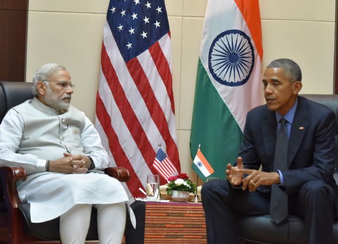 Prime Minister Narendra Modi and US President Barack Obama at their eigth meeting in Laos in two years, September 2016