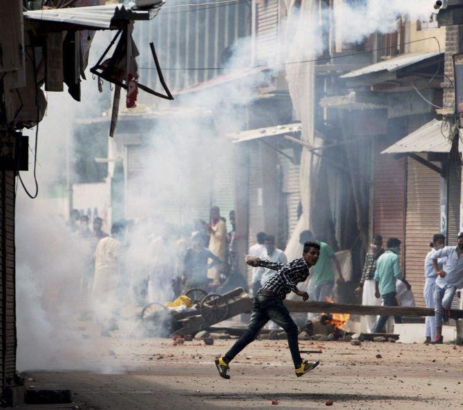 Protests in Kashmir on the eve of Eid. Photograph: S Irfan/PTI