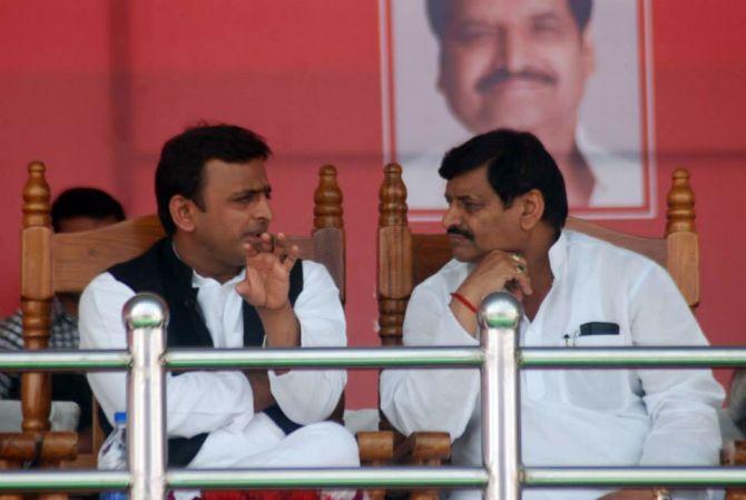 Akhilesh Yadav with Shivpal Yadav