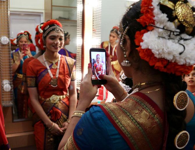 Backstage at the M S Subbulakshmi event