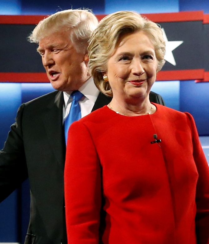 Hillary Clinton and Donald Trump at the first US presidential debate.
