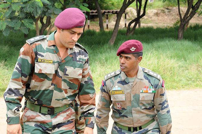 Colonel Mahadik with M S Dhoni