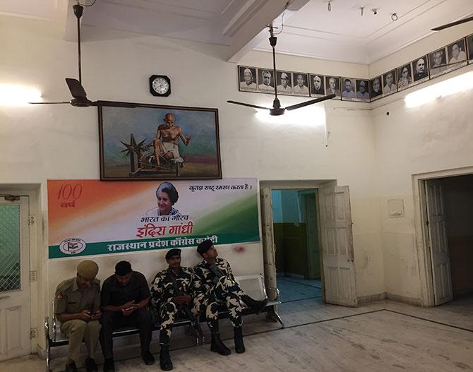 Security personnel in the foyer of the PCC office. Photograph: Archana Masih.