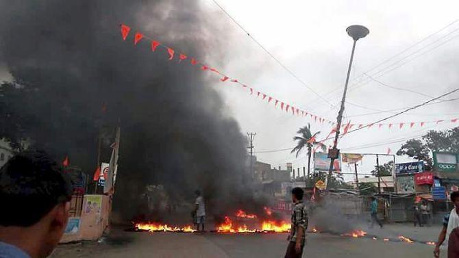 A scene from Bhadrak, Odisha, April 2017, after communal clashes. Photograph: PTI Photo