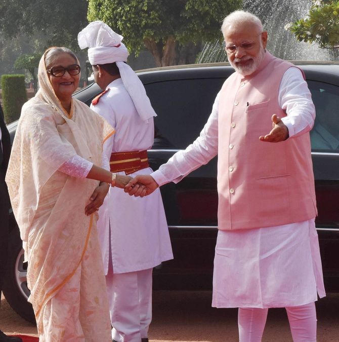Sheikh Hasina and Modi in Delhi