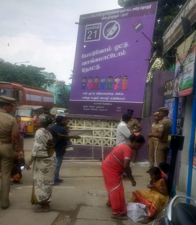 A scene from R K Nagar constituency. Photograph: A Ganesh Nadar/Rediff.com